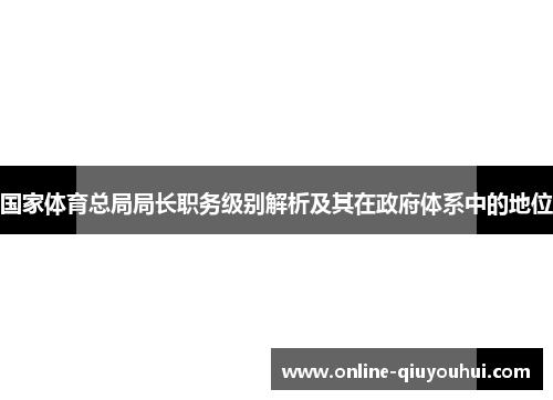 国家体育总局局长职务级别解析及其在政府体系中的地位